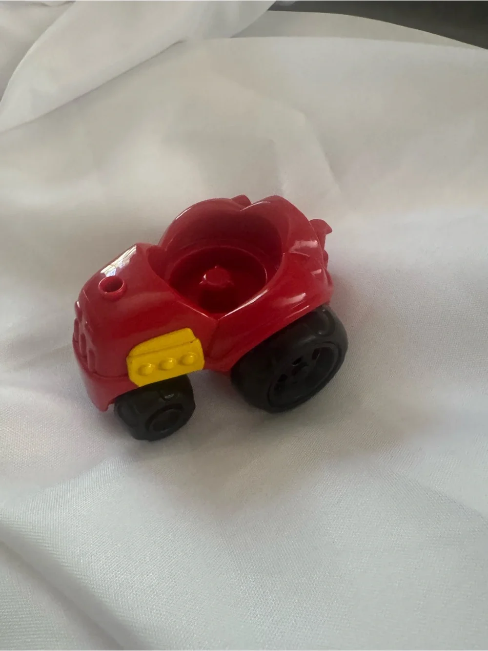 Fisher-Price Red Push Toy Tractor with Black Wheels, Yellow Accent. Trailer hook